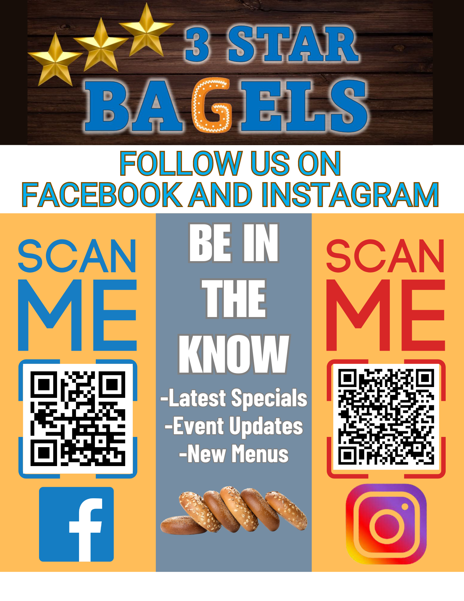 3 star bagels social media